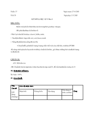 Kiểm tra học kì II môn học Hóa học lớp 8